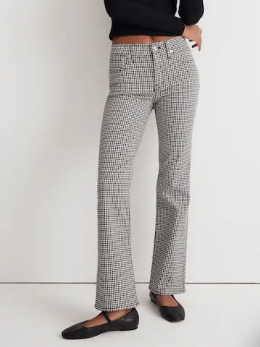 MADEWELL KICK OUT CROP JEANS HOUNDSTOOTH CHECK HIGH RISE  STRETCHY PANTS 31